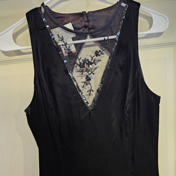 GUNNIE SAX Vintage Prom Party Tiered Dress Velvet Ruffle Mesh Floral Beadwork - Picture 3 of 12